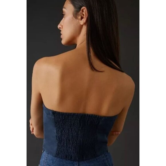 NWT Anthropologie Maeve Blue Strapless Tube Top-sz XL - Picture 2 of 13